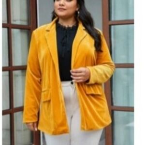Women's Yellow/gold Velvet Blazer